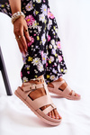 Leather Sandals On Platform Light Pink Tessy