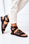 Flat Leather Sandals Black Loretta
