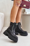 Warm Leather Ankle Boots Workers For Women With Zirconia GOE OO2N4125 Black