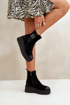 Warm Ankle Boots Women On Wedge And Platform Made Of Eco Suede Black Vinceza 58339