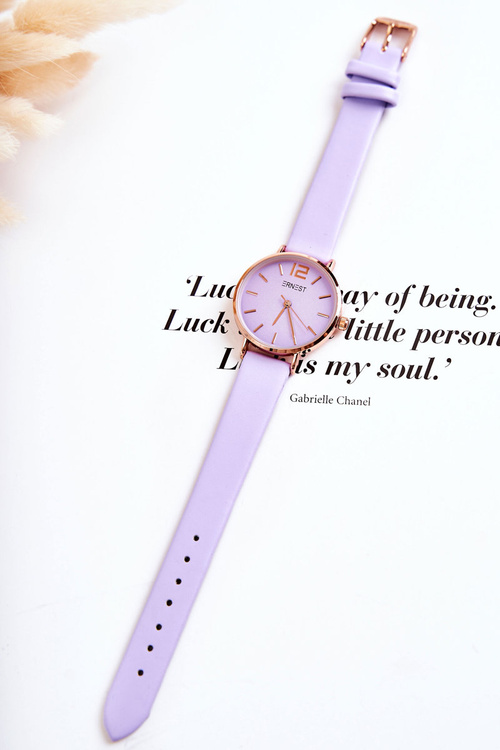 Watch On A Leather Strap Nickel Free ERNEST Light violet