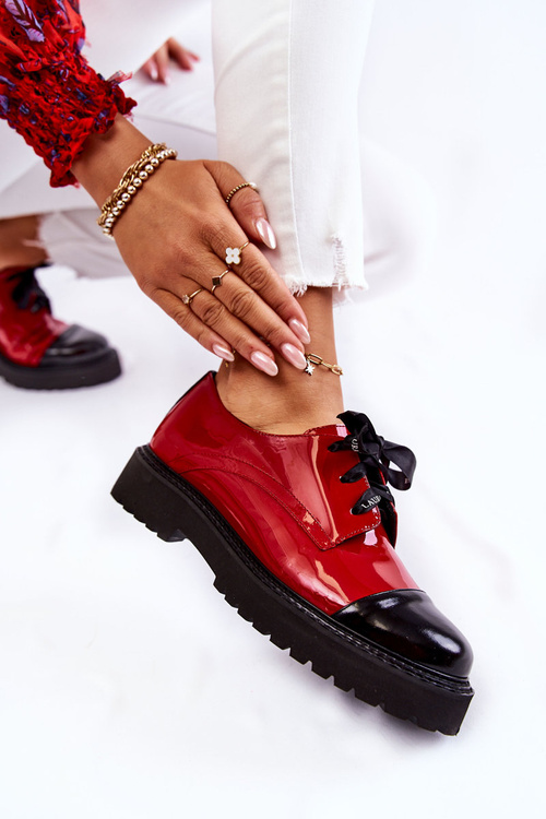 Lacquered Lace-Up Shoes Laura Messi 2441 Red