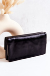 Large Leather Wallet On Zipper Black Loreaine