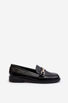 Women's Flat Heel Eco Leather Moccasins Black Vimedia