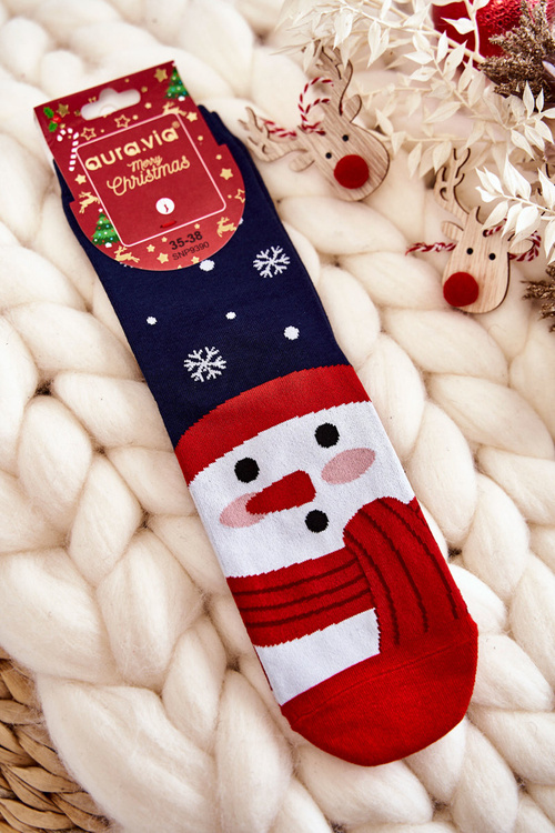 Women's Christmas Socks With Pattern snowman Navy blue