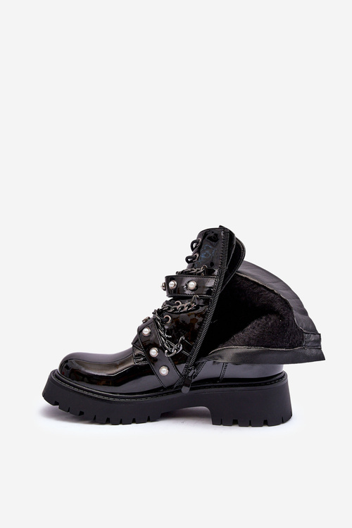 Women's Embellished Glossy Boots Chelsea Black Sibenna