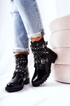 Leather Strapless Boots Black Kepherine