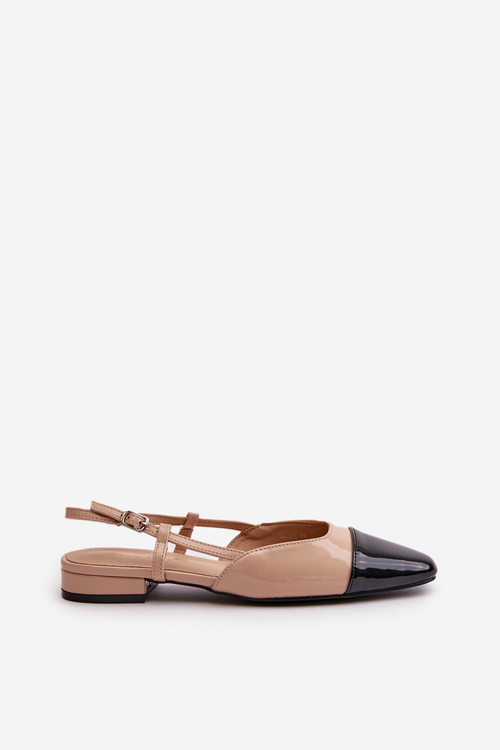 Patent Leather Ballerinas On Low Heel With Open Heel Beige Kairael