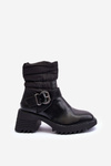 Leather Buckle Lined Boots Black Osonia