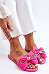 Women's Slippers With Bow And Rhinestones Fuchsia Jolene