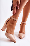 Leather Pumps On A High Pillar Beige Salira