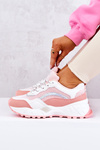 Sportowe Buty Sneakersy Różowo-Białe Revenge