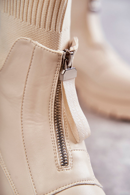 Women's Socks Boots With Zipper Beige Shelter