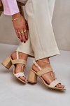 Block Heel Sandals Beige Afleeria