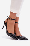 Lacquered High Heels with Open Heel Black Laretta
