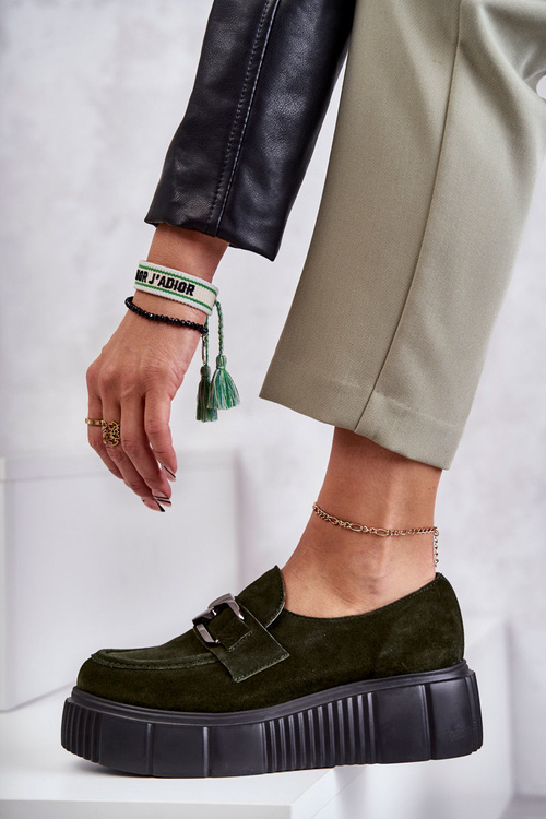 Fashionable suede shoes on the platform Khaki Marsol