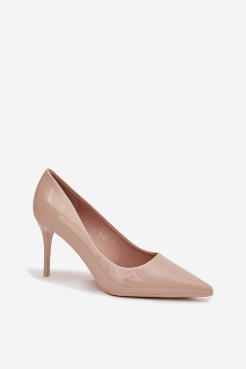 Patent Eco Leather Women's High Heels With Pointed Toes Beige Jadira