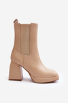 Women's platform and heel ankle boots in beige Stelares