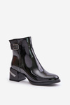 Lacquered Heeled Ankle Boots Insulated Black MR880-093