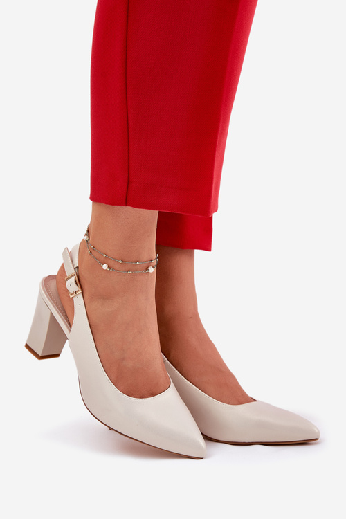 Comfortable Heels On A Block Heel Sergio Leone SK162 Pearly