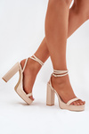 Women's Heeled Sandals With Strap Beige Fevenne
