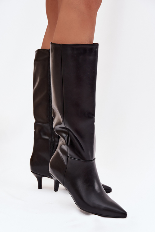 Women's boots with low heel lined with eco leather black Marcellia