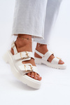 Women's Sandals with Buckles Eco Leather White Konanttia