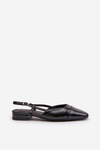 Glossy Ballerinas On Low Heel With Open Heel Black Kairael