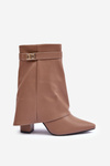 Leather-Lined Heeled Boots Dark Beige Chevie 