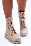 Women's Embellished Leather Boots Workery Beige Totah 
