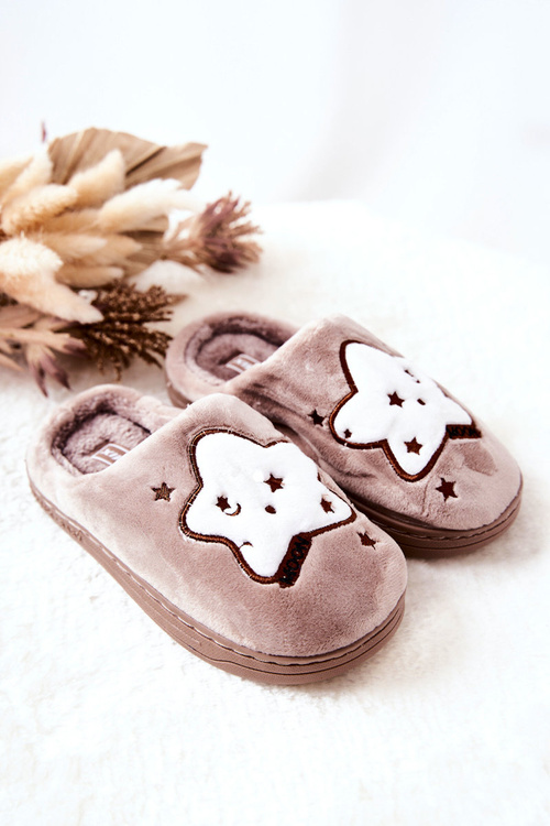 Children's Padded Slippers Stars Beige Nelli