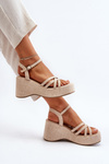 Platform Sandals and Wedges in Light Beige Color Oporia