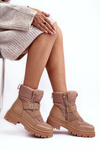 Women's Zip-Up Snow Boots Insulated Beige Zeva