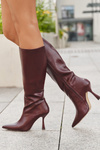 Knee-high heeled women's boots Bordeaux Vionette