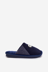 Men's slippers with embroidery dark blue Presine