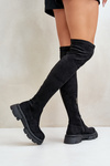 Women's Over the Knee Eco Suede Boots Black Irithalla
