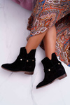 Laura Messi 1890 Leather Suede Women's Boots Black Darmah