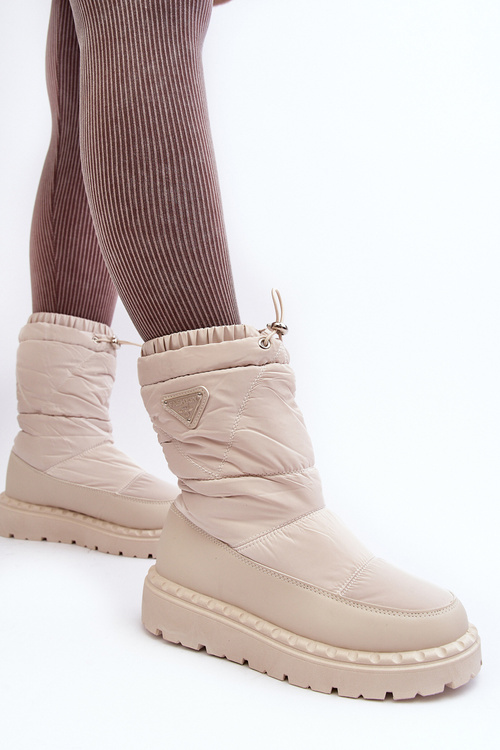 Women's snow boots with thick sole in light beige Lureta