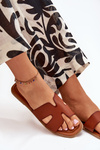 Women's Flat Sandals With Cutouts Camel Salyra