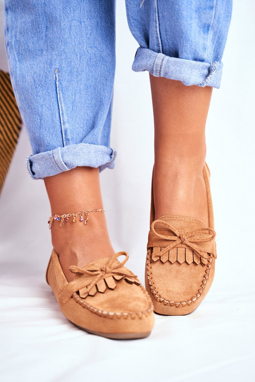 Mokasyny Damskie Zamszowe Camel Velucci