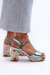Women's Sandals with Flower Pattern D&A CR980 Blue