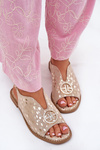 Leather Sandals With Flat Heel And Decoration S.Barski KV51-094 Golden