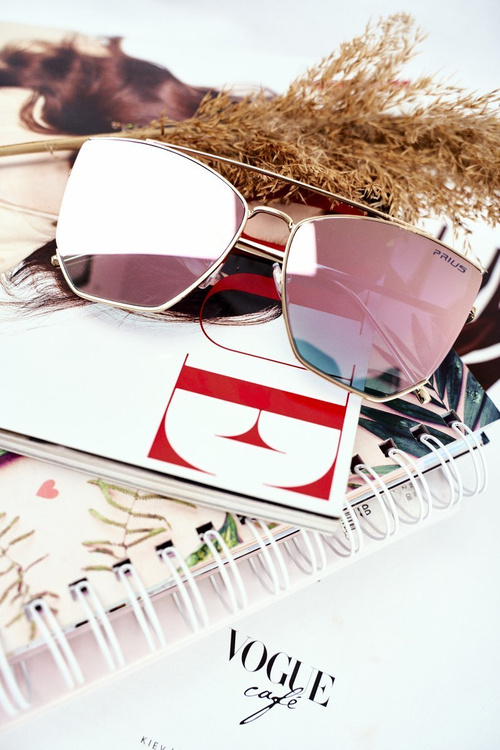Women's Sunglasses Prius PRE-38P Gold Pink Mirror 