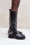 Flat Heeled Boots With Chain Black Nauricette
