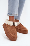 Women's Snow Boots On Platform With Fur And Stitching Camel Kellina