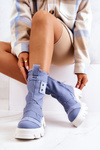 High Workers Booties On A Zipper Blue Nerisa