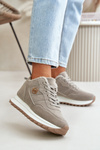 Insulated Leather Sports Shoes on Platform Grey Adite