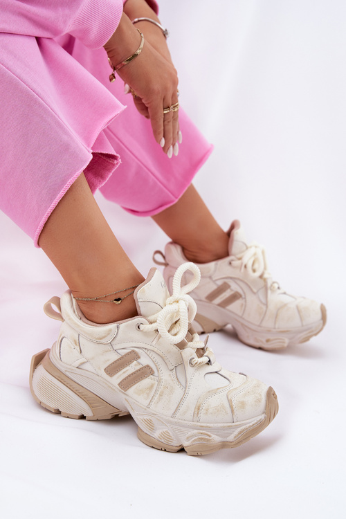Women's Leather Sneakers GOE RR2N4037 Beige