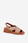 Women's Wedge Sandals Made Of Eco Leather Beige Quilara