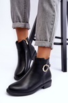 Leather Ankle Boots with Flat Heel Black Meronei 